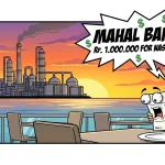 Kartun lucu pemandangan kilang minyak balikpapan dan orang kaget lihat harga makanan mahal