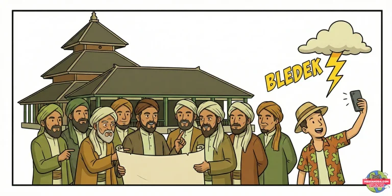 Kartun lucu masjid agung demak dan buah jambu citra raksasa