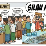 Kartun lucu pendulang intan tradisional dan pasar berlian martapura