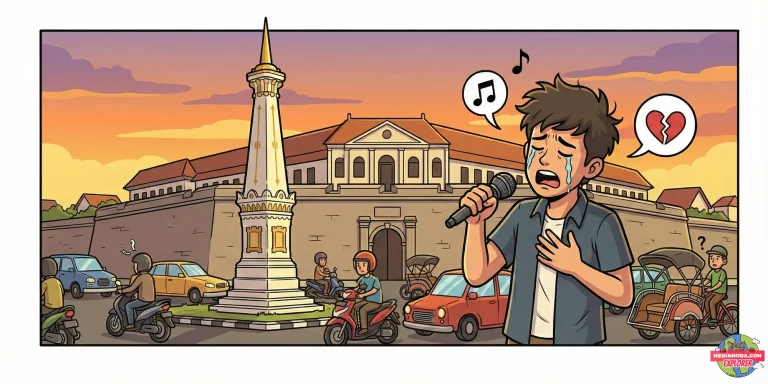 Kartun lucu orang patah hati di tugu kartonyono ngawi dan benteng pendem