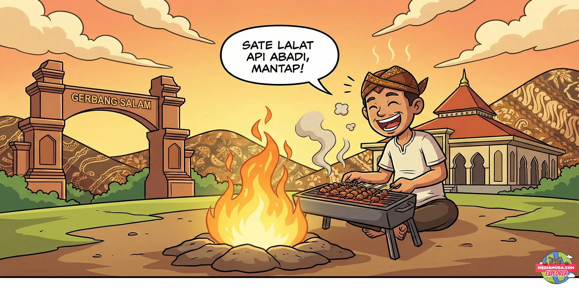 Kartun lucu orang bakar jagung di api tak kunjung padam pamekasan