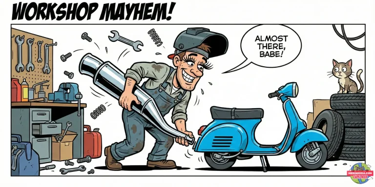 Kartun lucu pengrajin knalpot purbalingga dan bulu mata palsu